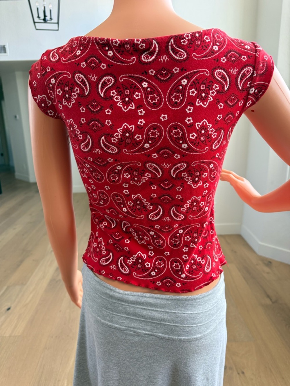 Finesse Red Paisley Bandana Collared Tank - Picture 6 of 6